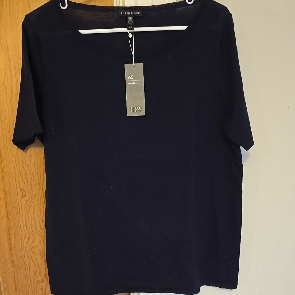 Eileen Fisher Black Short Sleeve Top